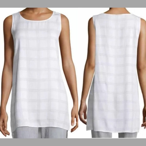 NWT! $278 Eileen Fisher Crew Neck Silk Tunic [PETITE SZ‎ PP ]